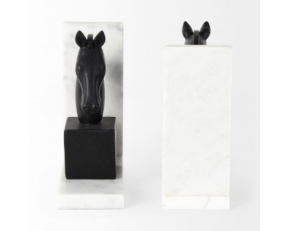 Mercana - Hidalgo 14L x 3W Black Majestic Horse Bookends (Set of 2)