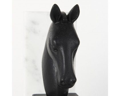 Mercana - Hidalgo 14L x 3W Black Majestic Horse Bookends (Set of 2)