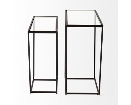 Mercana Arya Accent Table (Set of 2) - Black, Glass