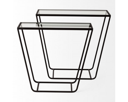 Mercana Arya Accent Table (Set of 2) - Black, Glass