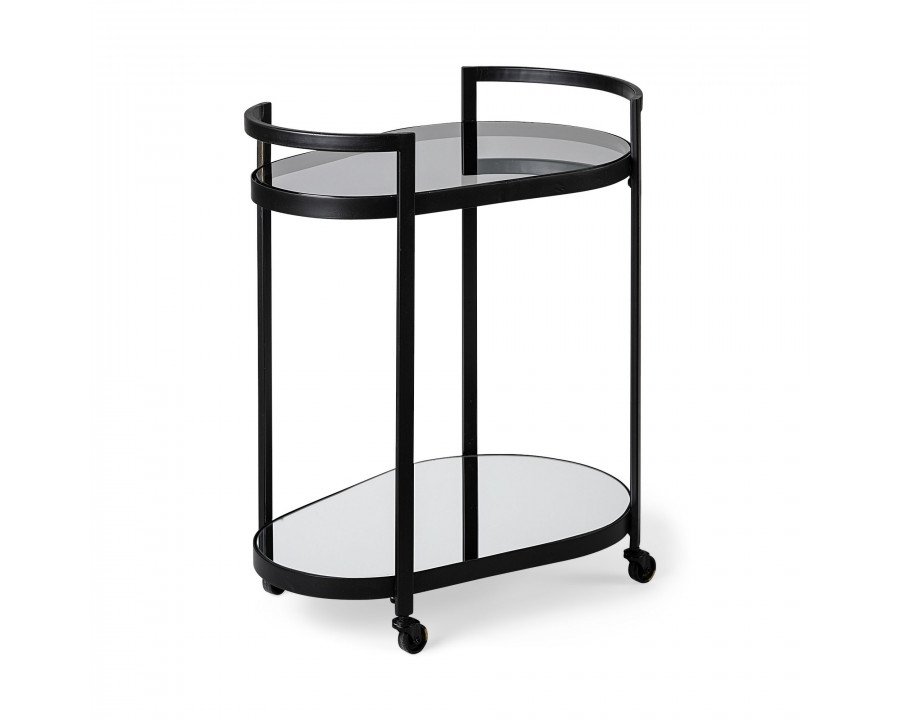 Mercana - Eleonore 2 Tier Bar Cart with Glass Shelves in Black