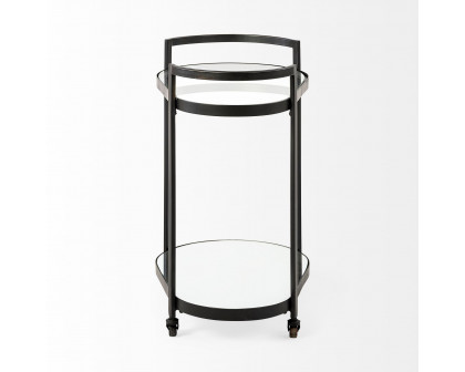 Mercana - Eleonore 2 Tier Bar Cart with Glass Shelves in Black