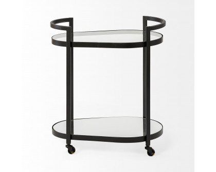 Mercana - Eleonore 2 Tier Bar Cart with Glass Shelves in Black