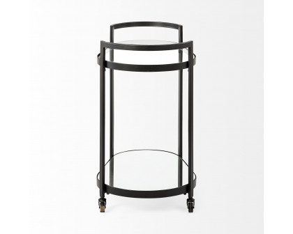 Mercana - Eleonore 2 Tier Bar Cart with Glass Shelves in Black