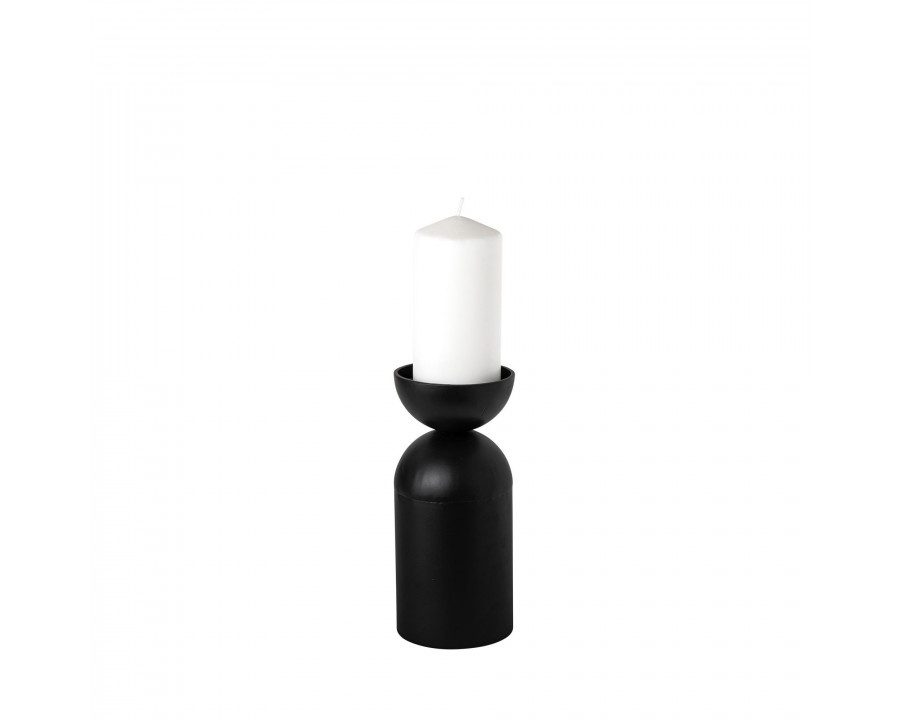 Mercana Alex Small Black Metal Cylindrical Table Candle Holder