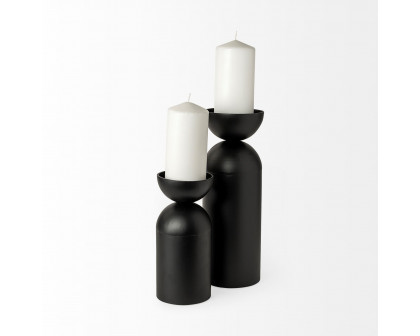 Mercana Alex Small Black Metal Cylindrical Table Candle Holder