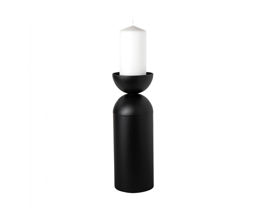 Mercana - Alex Black Metal Cylindrical Table Candle Holder