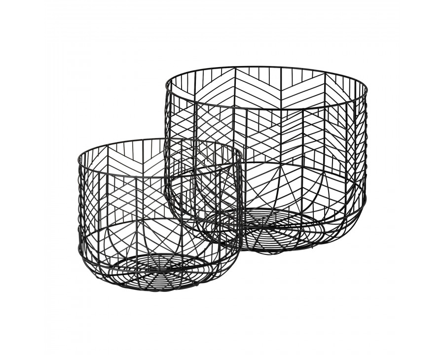 Mercana - Idris Black Metal Geometric Mesh Bowls (Set of 2)