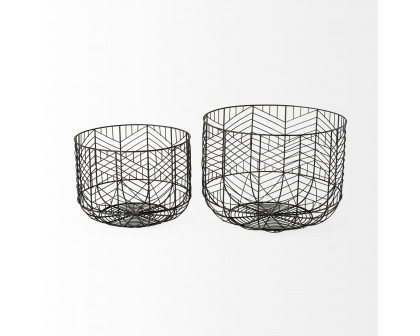 Mercana - Idris Black Metal Geometric Mesh Bowls (Set of 2)