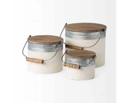 Mercana - Alani White Metal Storage Boxes (Set of 3)