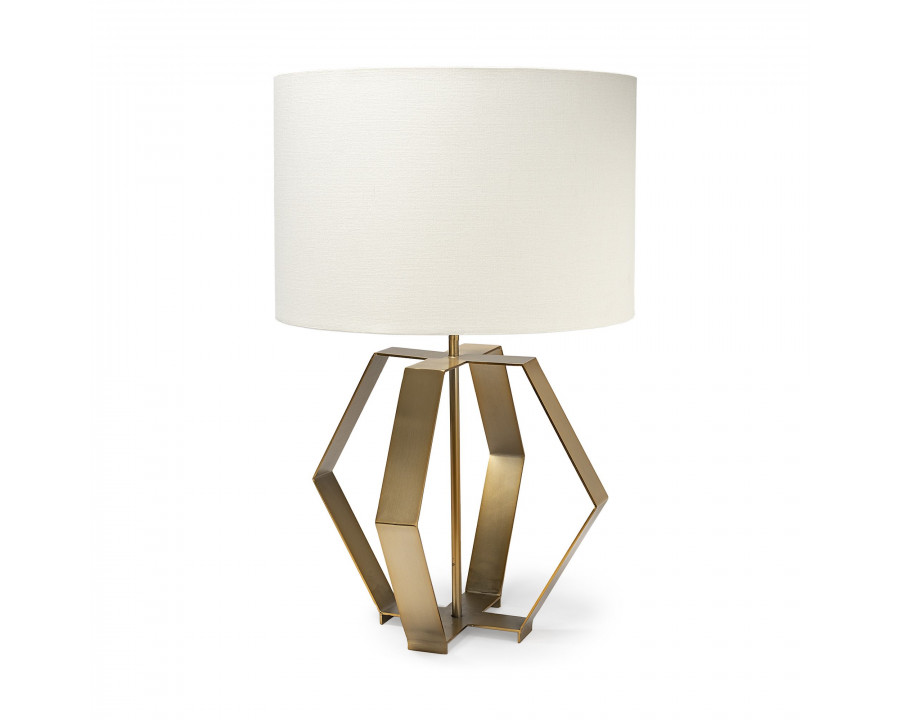 Mercana - Edwards (26"H) Gold Metal Base with Cream Fabric Shade Table Lamp