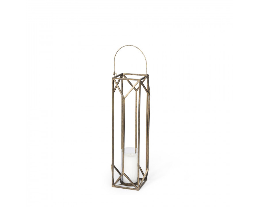 Mercana Ivy Small Candle Holder Lantern - Gold, Metal