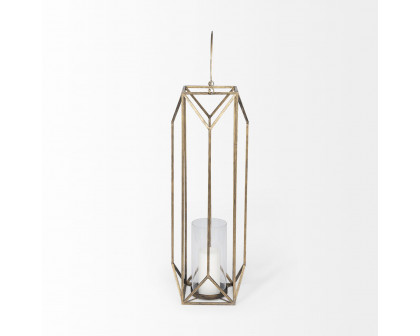 Mercana Ivy Large Candle Holder Lantern - Gold, Metal