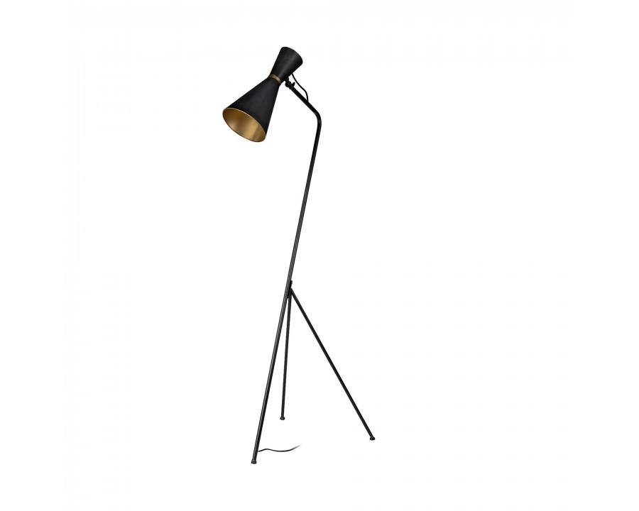 Mercana - Eris III Black/Brass Metal Cone Shade Floor Lamp