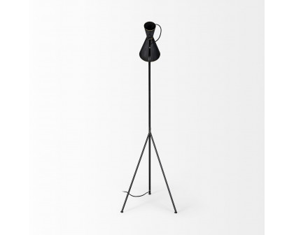 Mercana - Eris III Black/Brass Metal Cone Shade Floor Lamp