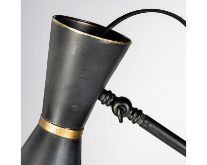 Mercana - Eris III Black/Brass Metal Cone Shade Floor Lamp