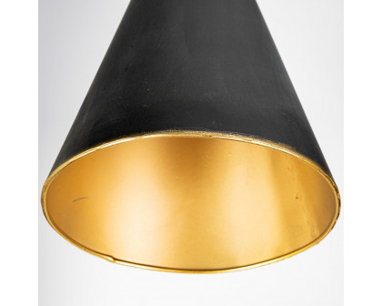 Mercana - Eris III Black/Brass Metal Cone Shade Floor Lamp