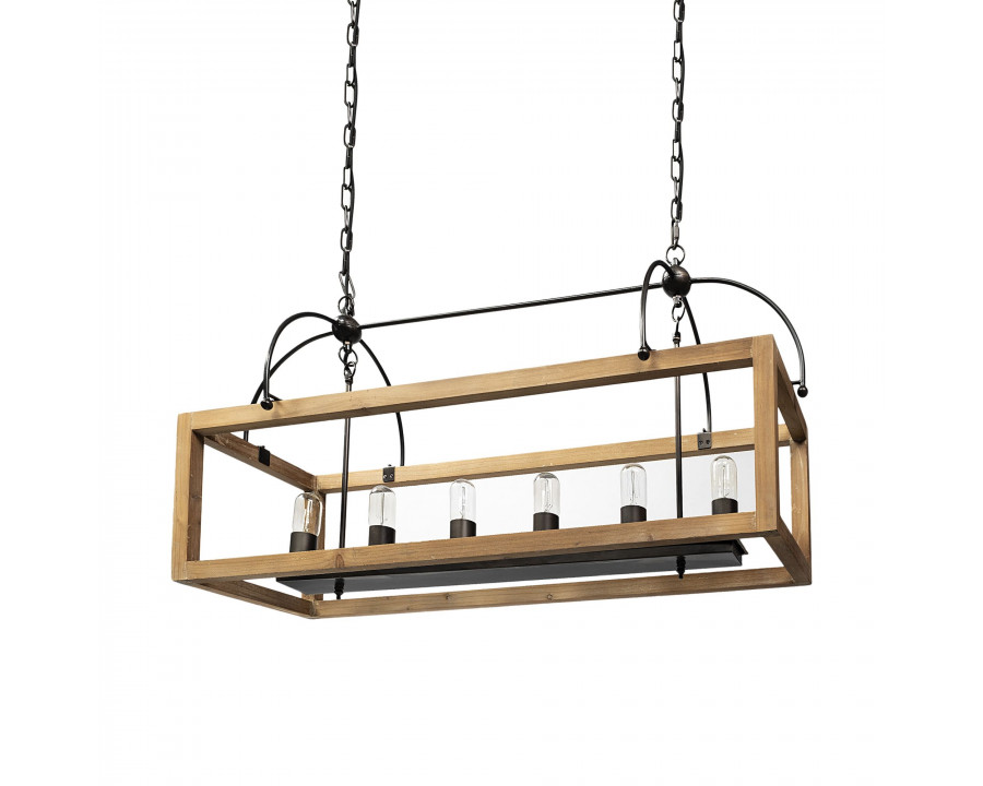 Mercana - Josie Natural Wood Chassis Six Light Chandelier