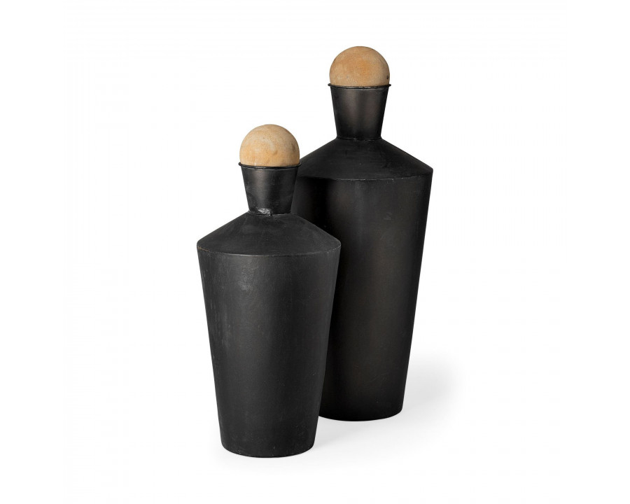 Mercana - Asher Black Metal Urns (Set of 2)