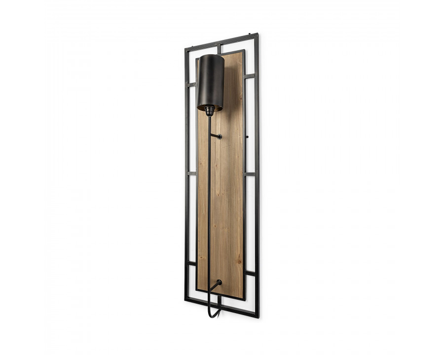 Mercana - Cleo 16.9x57.1 Black Metal and Wood Rectangular Wall Sconce