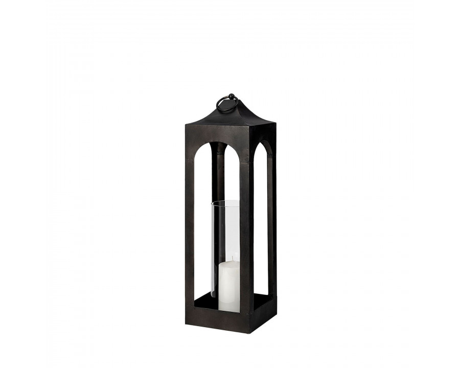 Mercana Ina Short Candle Holder Lantern - Black, Metal