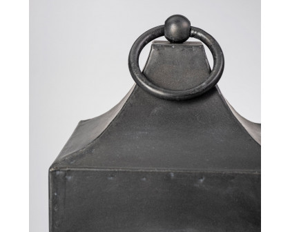 Mercana Ina Short Candle Holder Lantern - Black, Metal