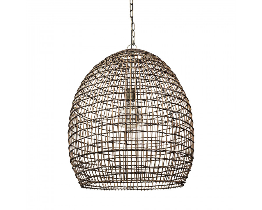 Mercana - Aruba Medium Brown Woven Straw Orb Pendant Light