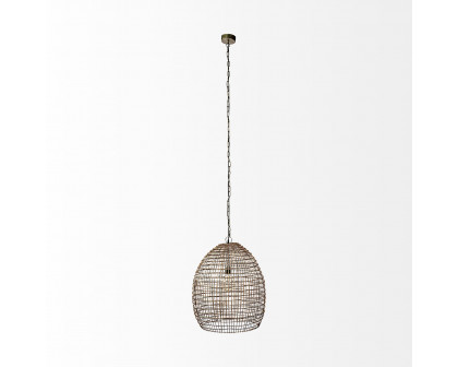 Mercana - Aruba Medium Brown Woven Straw Orb Pendant Light