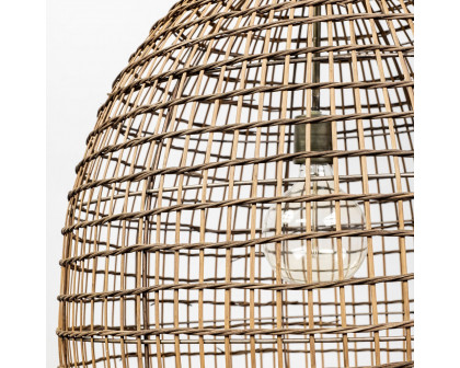 Mercana - Aruba Medium Brown Woven Straw Orb Pendant Light