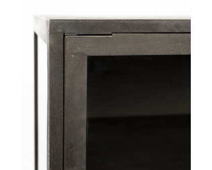 Mercana Arelius Wood/Metal Base with 2 Glass Doors Accent Cabinet - Black/Brown