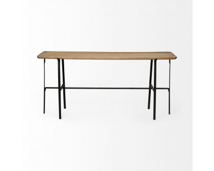 Mercana - Helios II Rectangular Brown Raised Edge Top Console Table