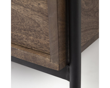 Mercana - Glenn I Dark Brown Wood with Black Iron Frame Square End/Side Table