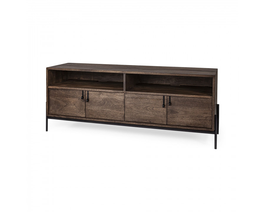 Mercana - Glenn Media Console in Dark Brown, Wood/Iron