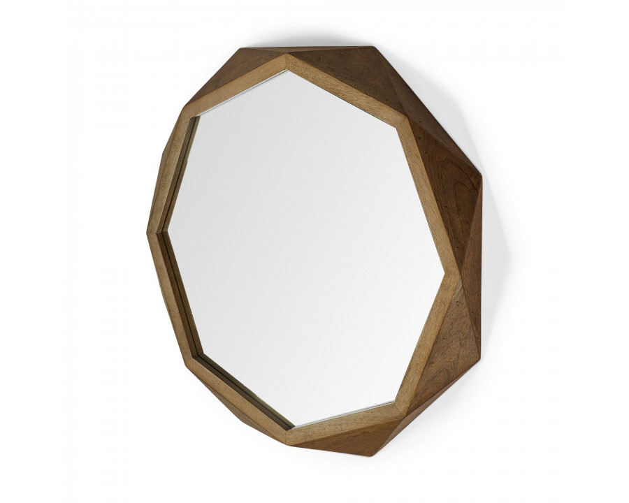 Mercana Aramis II Octagon 41" Wall Mirror with Wood Frame - Brown