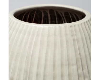 Mercana Reyan Large Ceramic Striped Vase - White