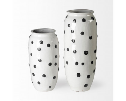 Mercana - Polka Large 32H White Ceramic Polka Dot Vase