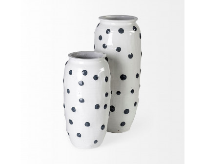 Mercana - Polka Large 32H White Ceramic Polka Dot Vase