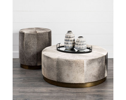 Mercana Zahavi High Round Ottoman - Gray