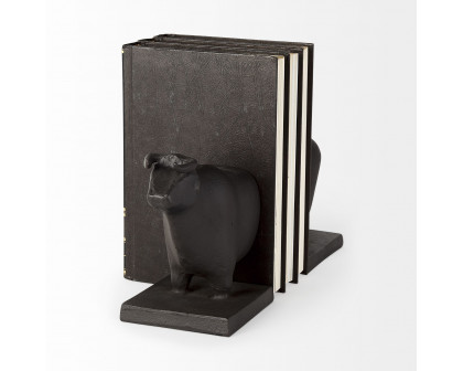 Mercana - Taurus III 9L x 4W Black Cast Aluminum Bull Bookends (Set of 2)