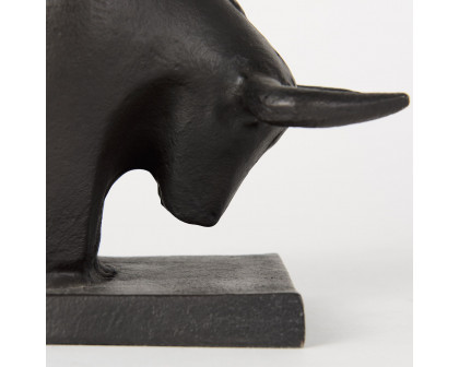 Mercana - Tauro III 10L x 5W Black Cast Aluminum Raging Bull Bookends (Set of 2)