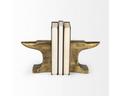 Mercana Anvilia Anvil Shaped Bookends (Set of 2) - Gold