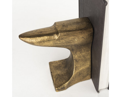 Mercana Anvilia Anvil Shaped Bookends (Set of 2) - Gold