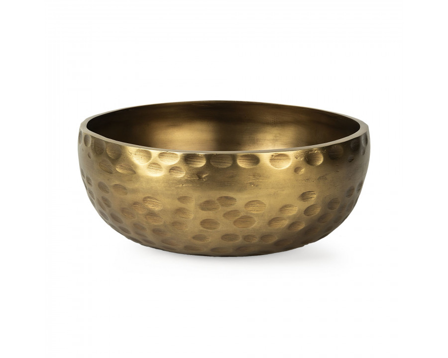 Mercana - Karmel 12L x 12W Gold Hammered Aluminum Bowl