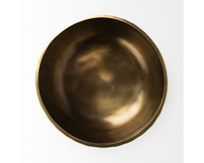 Mercana - Karmel 12L x 12W Gold Hammered Aluminum Bowl