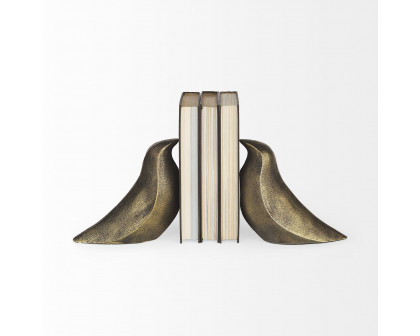 Mercana - Dover 15L x 4W Gold Aluminum Dove Bookends (Set of 2)