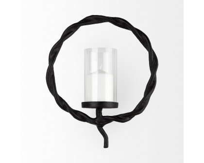 Mercana - Rizwan Black Aluminum Braided Circular Candle Holder