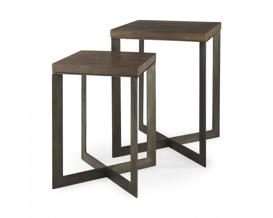 Mercana Faye End Table with Metal Base (Set of 2) - Brown