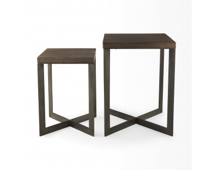 Mercana Faye End Table with Metal Base (Set of 2) - Brown