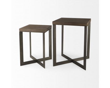 Mercana Faye End Table with Metal Base (Set of 2) - Brown