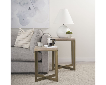 Mercana Faye End Table with Gold Metal Base (Set of 2) - Beige